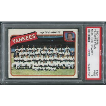 1980 Topps Baseball #424 New York Yankees Team Checklist PSA 9 (MINT)
