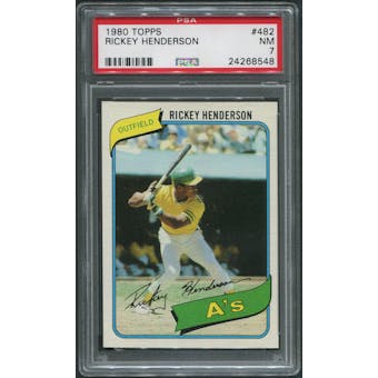 1980 Topps Baseball #482 Rickey Henderson Rookie PSA 7 (NM)