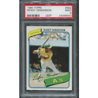 1980 Topps Baseball #482 Rickey Henderson Rookie PSA 9 (MINT)
