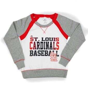 St. Louis Cardinals Majestic White Lovely Leaguer Crewneck Fleece (Womens S)