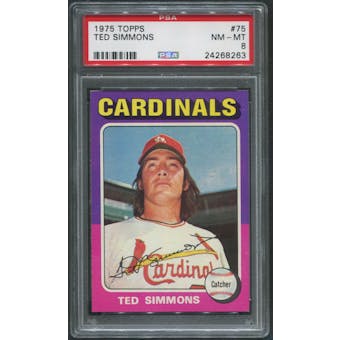 1975 Topps Baseball #75 Ted Simmons PSA 8 (NM-MT)