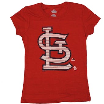 St. Louis Cardinals Majestic Red Send A Powerful Message Tee Shirt (Womens S)