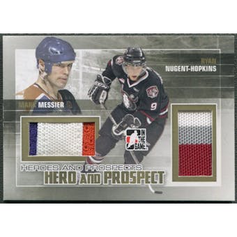2010/11 ITG Heroes and Prospects #HP12 Ryan Nugent-Hopkins & Mark Messier Hero and Prospect Gold Jersey #05/10