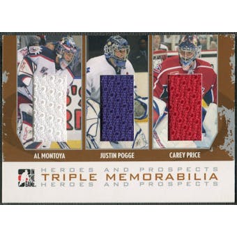 2007/08 ITG Heroes and Prospects #TM01 Al Montoya Justin Pogge Carey Price Silver Jersey /20
