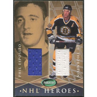 2001/02 Parkhurst #H5 Phil Esposito & Joe Thornton NHL Heroes Jersey /40