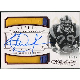 2014 Panini Flawless #22 Eric Dickerson Greats Ruby Dual Patch Auto #07/15