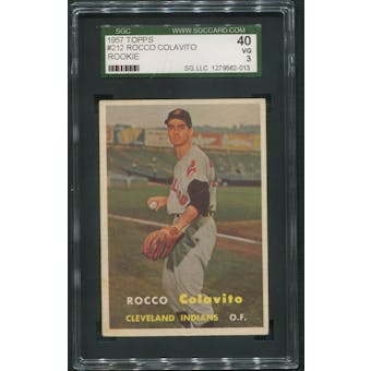 1957 Topps Baseball #212 Rocky Colavito Rookie SGC 40