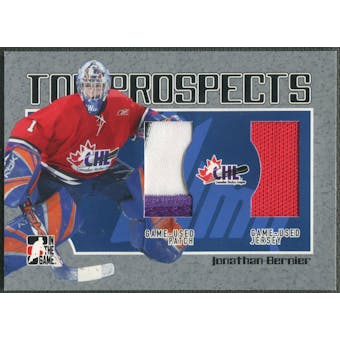 2006/07 ITG Heroes and Prospects #TP10 Jonathan Bernier CHL Top Prospects Jersey Patch /100