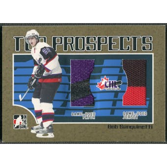 2006/07 ITG Heroes and Prospects #TP07 Bob Sanguinetti CHL Top Prospects Gold Jersey Patch /10