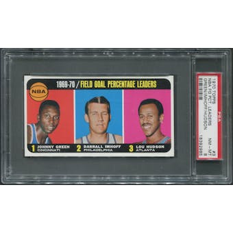 1970/71 Topps Basketball #3 Johnny Green Darrall Imhoff Lou Hudson League Leaders PSA 8 (NM-MT)
