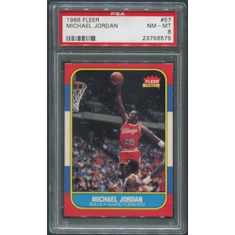 1986/87 Fleer Basketball #57 Michael Jordan Rookie PSA 8 (NM-MT) *6575
