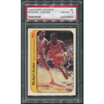 1986/87 Fleer Basketball #8 Michael Jordan Rookie Stickers PSA 8 (NM-MT)