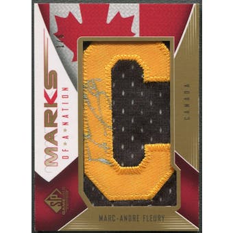 2009/10 SP Game Used #MNAF Marc-Andre Fleury Marks of a Nation Black Gold Letter "C" Auto #1/6