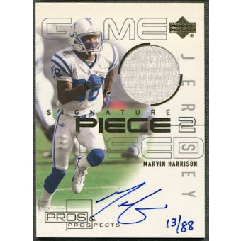 2000 Upper Deck Pros and Prospects #SPMH Marvin Harrison Gold Jersey Auto #13/88