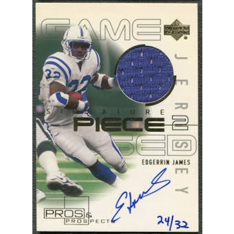 2000 Upper Deck Pros and Prospects #SPED Edgerrin James Gold Jersey Auto #24/32