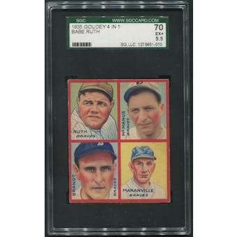 1935 Goudey 4 In 1 R321 Baseball Babe Ruth SGC 70 (5.5 EX+)