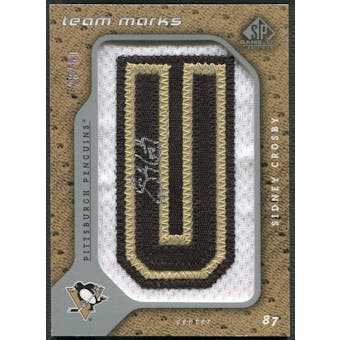 2008/09 SP Game Used #TMSC Sidney Crosby Team Marks Letter "U" Patch Auto #28/50