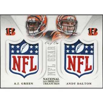 2013 Panini National Treasures NFL Gear Combo Player NFL Shields #5 A.J. Green Andy Dalton 1/1