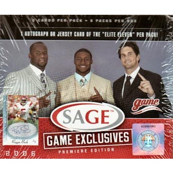 2006 Sage Game Exclusives Football Hobby Box