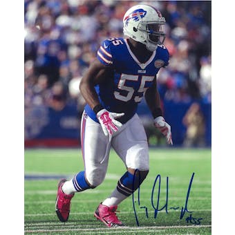 Jerry Hughes Autographed Buffalo Bills Blue Jersey 8x10 Photo