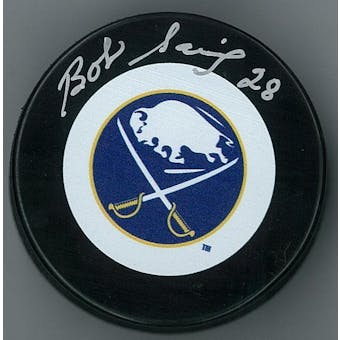Bob Sauve Autographed Buffalo Sabres Throwback Hockey Puck
