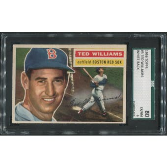 1956 Topps Baseball #5 Ted Williams White Back SGC 80 6 (EX/NM)