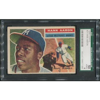 1956 Topps Baseball #31 Hank Aaron White Back SGC 50 4 (VG/EX)