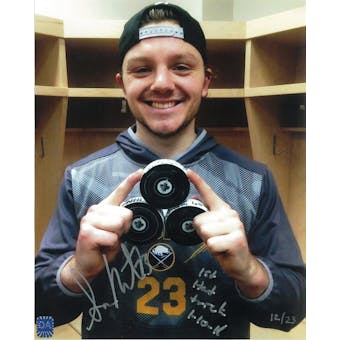Samson Reinhart Autographed Buffalo Sabres Hat Trick 8x10 Hockey Photo