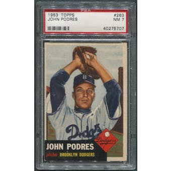 1953 Topps Baseball #263 Johnny Podres Rookie PSA 7 (NM)