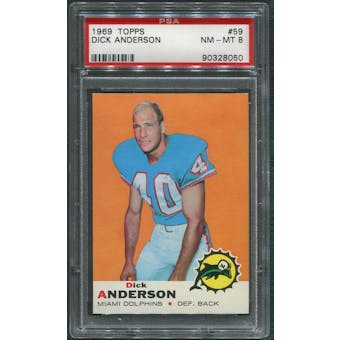 1969 Topps Football #59 Dick Anderson Rookie PSA 8 (NM-MT)
