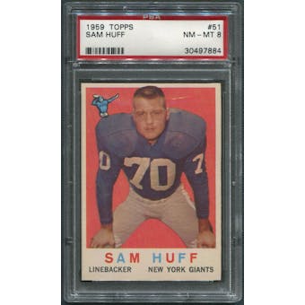 1959 Topps Football #51 Sam Huff Rookie PSA 8 (NM-MT)