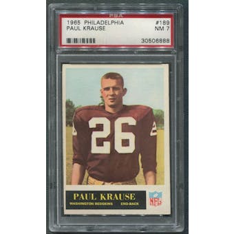 1965 Philadelphia Football #189 Paul Krause Rookie PSA 7 (NM)