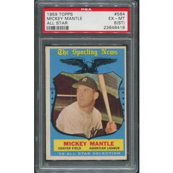 1959 Topps Baseball #564 Mickey Mantle All Star PSA 6 (EX-MT) (ST)