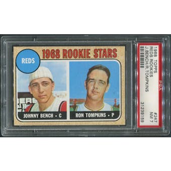 1968 Topps Baseball #247 Rookie Stars Johnny Bench Rookie PSA 7 (NM)