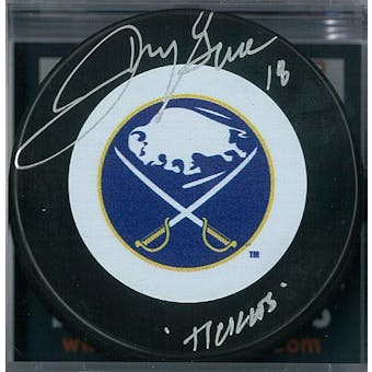 Danny Gare Autographed Buffalo Sabres Hockey Puck w/script