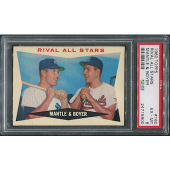 1960 Topps Baseball #160 Rival All-Stars Mickey Mantle & Ken Boyer PSA 6 (EX-MT)