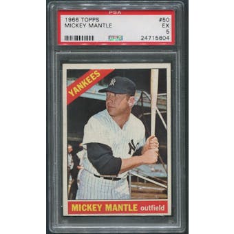 1966 Topps Baseball #50 Mickey Mantle PSA 5 (EX)