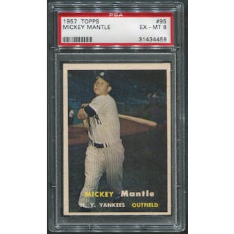 1957 Topps Baseball #95 Mickey Mantle PSA 6 (EX-MT)