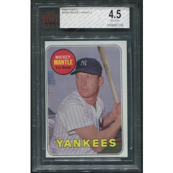 1969 Topps Baseball #500 Mickey Mantle Yellow Letters BVG 4.5 (VG-EX+)