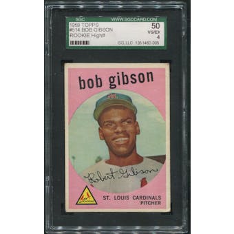 1959 Topps Baseball #514 Bob Gibson Rookie SGC 50 (VG-EX) 4