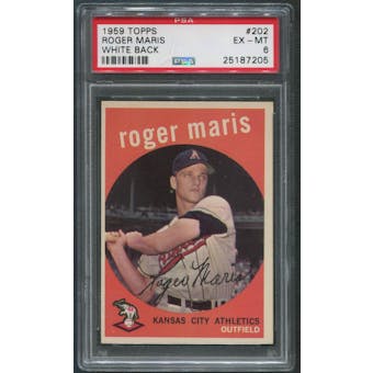 1959 Topps Baseball #202 Roger Maris White Back PSA 6 (EX-MT)