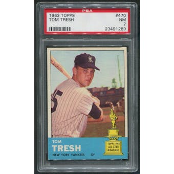 1963 Topps Baseball #470 Tom Tresh SP PSA 7 (NM)