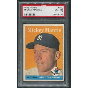 1958 Topps Baseball #150 Mickey Mantle PSA 6 (EX-MT)