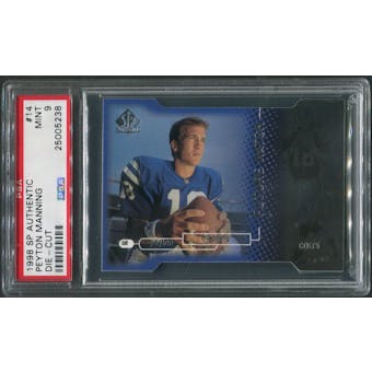 1998 SP Authentic Football #14 Peyton Manning Die Cuts Rookie #153/500 PSA 9 (MINT)