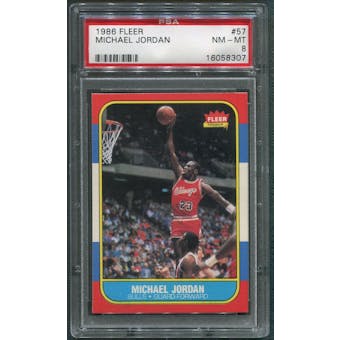1986/87 Fleer Basketball #57 Michael Jordan Rookie PSA 8 (NM-MT)