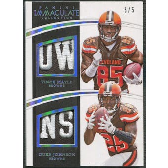 2015 Immaculate Collection #10 Vince Mayle & Duke Johnson Rookie Platinum Patch #5/5
