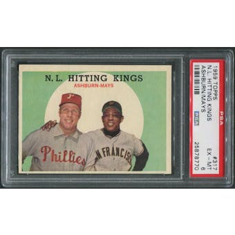 1959 Topps Baseball #317 NL Hitting Kings Willie Mays & Richie Ashburn PSA 6 (EX-MT)
