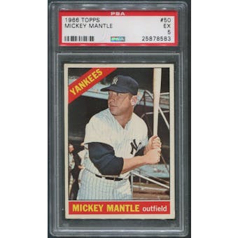 1966 Topps Baseball #50 Mickey Mantle PSA 5 (EX)