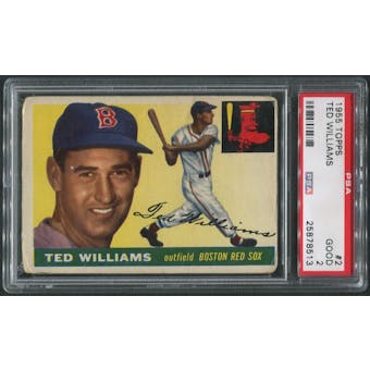 1955 Topps Baseball #2 Ted Williams PSA 2 (GOOD)