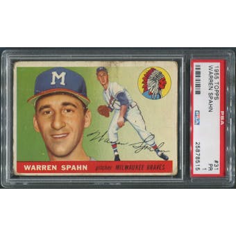 1955 Topps Baseball #31 Warren Spahn PSA 1 (PR)